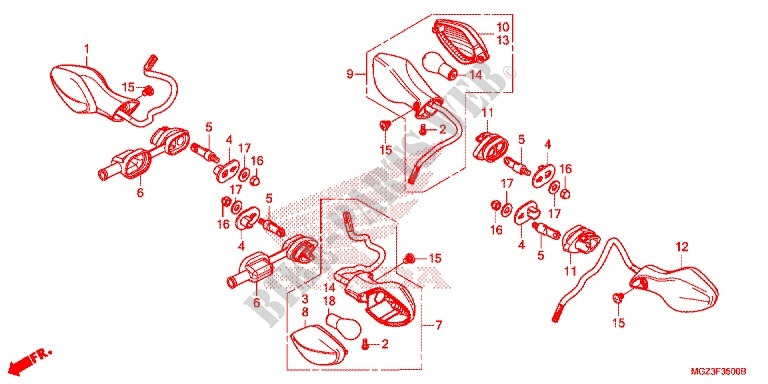 FRECCIA(2) per Honda CBR 500 R ABS BLANCHE 2013