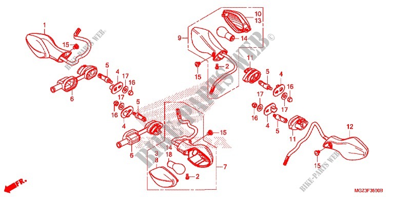FRECCIA(2) per Honda CBR 500 R ABS BLANCHE 2013