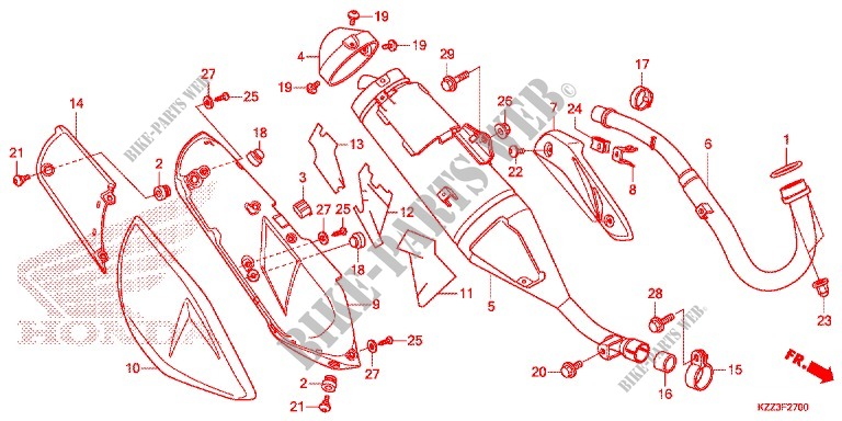 SMORZATORE SCARICO(2) per Honda CRF 250 L RED 2013