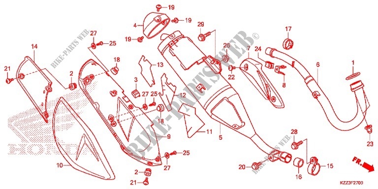 SMORZATORE SCARICO(2) per Honda CRF 250 M ROSSO 2014