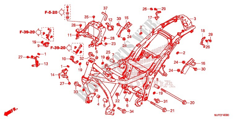 CORPO TELAIO per Honda CTX 700 N DUAL CLUTCH ABS 2014