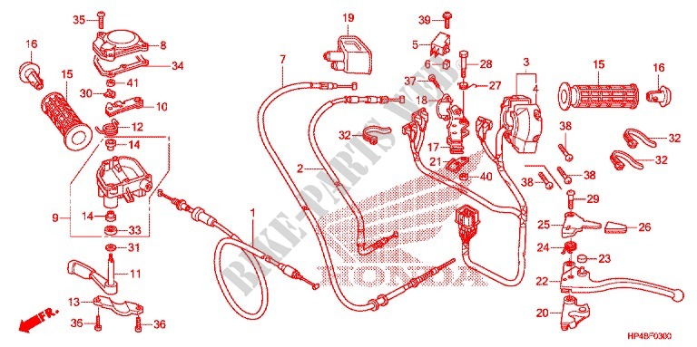 LEVA MANIGLIA/INTERRUTTORE/CAVO(1) per Honda FOURTRAX 420 RANCHER 4X4 Electric Shift 2011