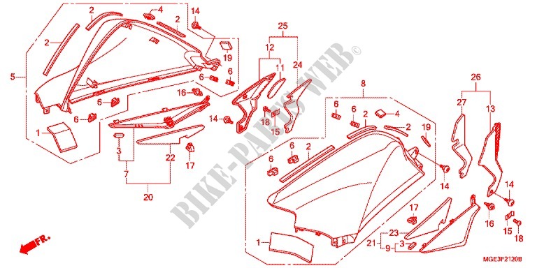 PARAFANGO ANTERIORE/COPERTURA SERBATOIO per Honda VFR 1200 DCT 2014