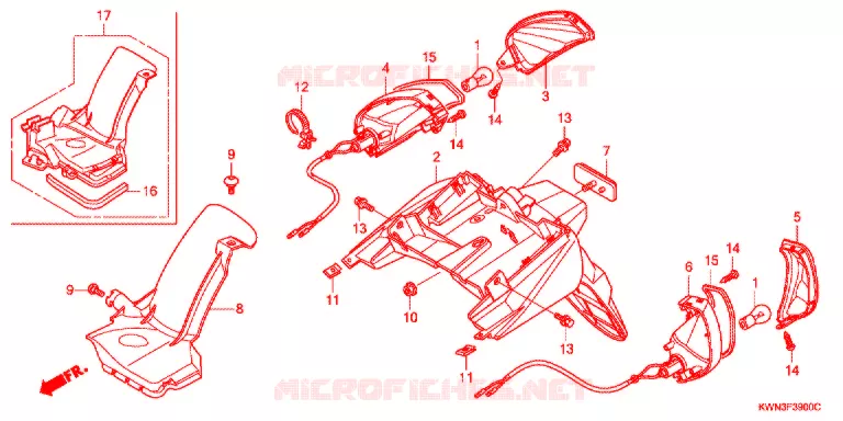 PARAFANGO POSTERIORE / FRECCIA LAMPEGGIATORE Honda SCOOTER 125 PCX 2013  WW125D