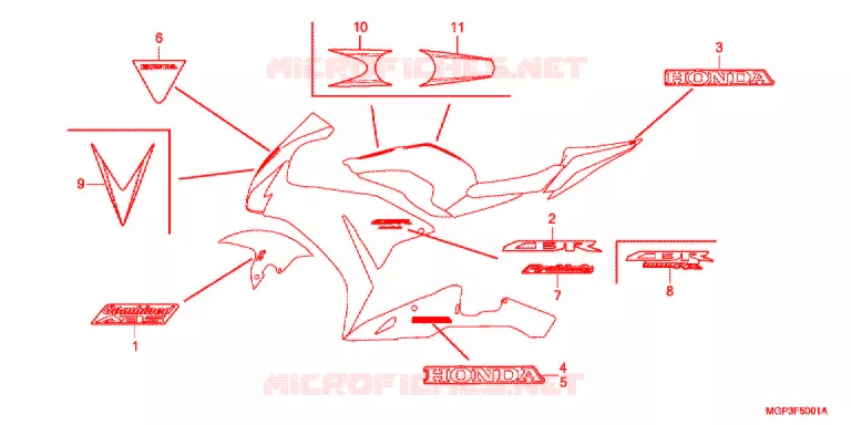 EMBLEMA/STRISCIA (CBR1000RRD/E/RAD/E) Honda MOTO 1000 CBR 2014  CBR1000RAE