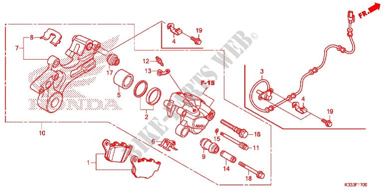 CALIBRO FRENO POSTERIORE per Honda CBR 300 ABS HRC TRICOLOR 2015