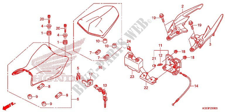 SEDILE SINGOLO(2) per Honda CBR 300 ABS HRC TRICOLOR 2015