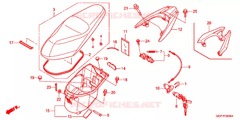 SEDILE/SCATOLA BAGAGLI Honda SCOOTER 50 VISION 2014  NSC50T2E