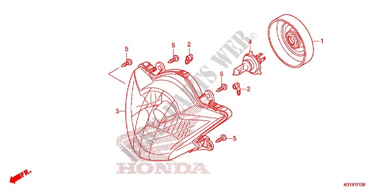 FARO ANTERIORE per Honda SH 125 ABS D SPORTY SPECIAL 5ED 2015