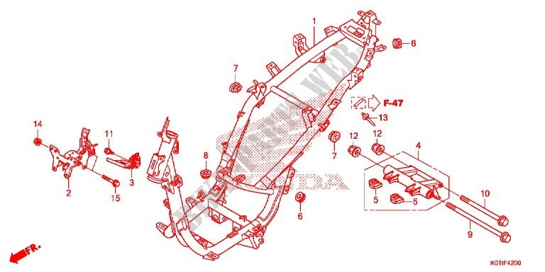 CORPO TELAIO per Honda SH 125 ABS SPORTY SPECIAL 3ED 2014