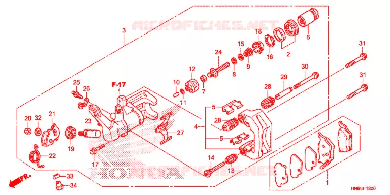 CALIBRO FRENO POSTERIORE Honda ATV 680 FOURTRAX 2015  TRX680FAF