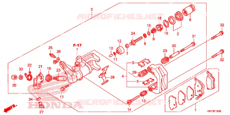 CALIBRO FRENO POSTERIORE Honda ATV 420 FOURTRAX 2015  TRX420FA5F