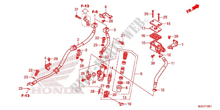 POMPA FRENO POSTERIORE (CB650FA) per Honda CB 650 F ABS TRICOLOR 2015