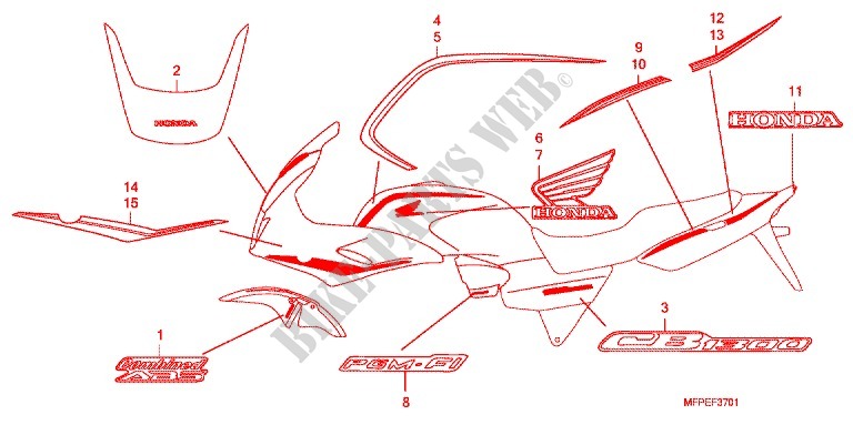 EMBLEMA/STRISCIA (CB1300SA ED,F,7E) per Honda CB 1300 ABS FAIRING 2010
