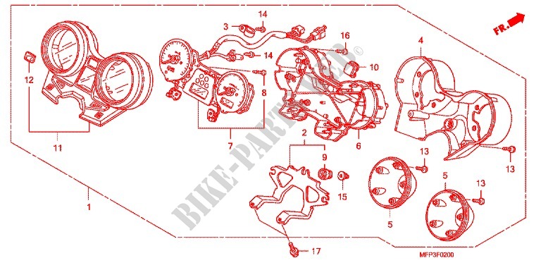 INDICATORE COMBINAZIONE (CB1300/CB1300A) per Honda CB 1300 SUPER FOUR BLANC 2009