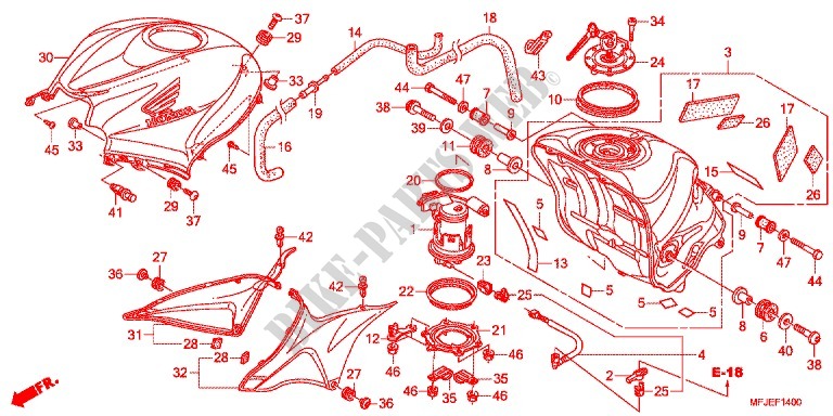 SERBATOIO COMBUSTIBILE per Honda CBR 600 R ABS VERMELHO 2012