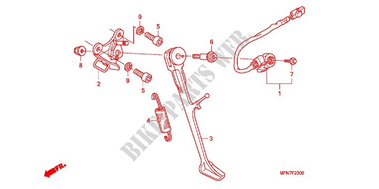 SOSTEGNO PRINCIPALE/PEDALE FRENO per Honda CB 1000 R ABS 2010