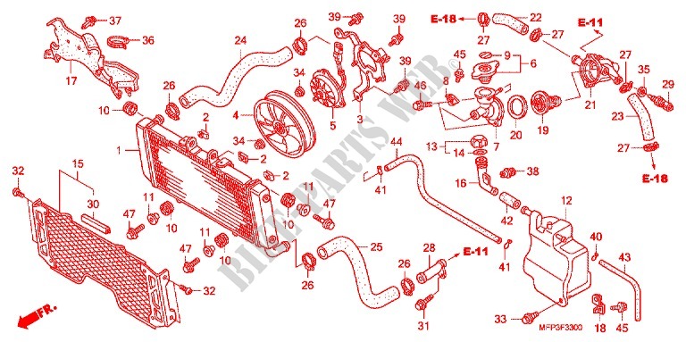 RADIATORE (CB1300/CB1300S) per Honda CB 1300 SUPER FOUR BLANC 2008