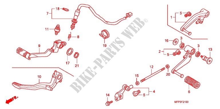 SOSTEGNO PRINCIPALE/PEDALE FRENO per Honda CB 1300 SUPER FOUR BLANC 2008