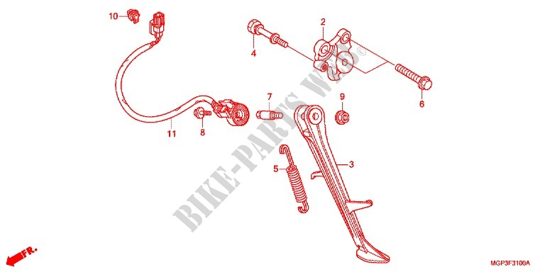 SOSTEGNO PRINCIPALE/PEDALE FRENO per Honda CBR 1000 RR ABS BLANCHE 2012