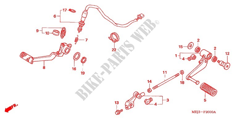 SOSTEGNO PRINCIPALE/PEDALE FRENO per Honda CB 1300 ABS 2005