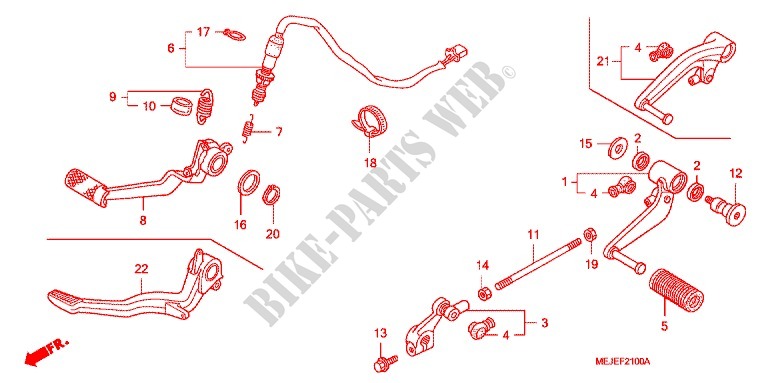 SOSTEGNO PRINCIPALE/PEDALE FRENO per Honda CB 1300 SUPER FOUR ABS 2007