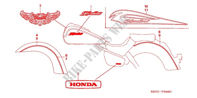 MARCHIO per Honda SHADOW VT 750 Hamamatsu factory 2004