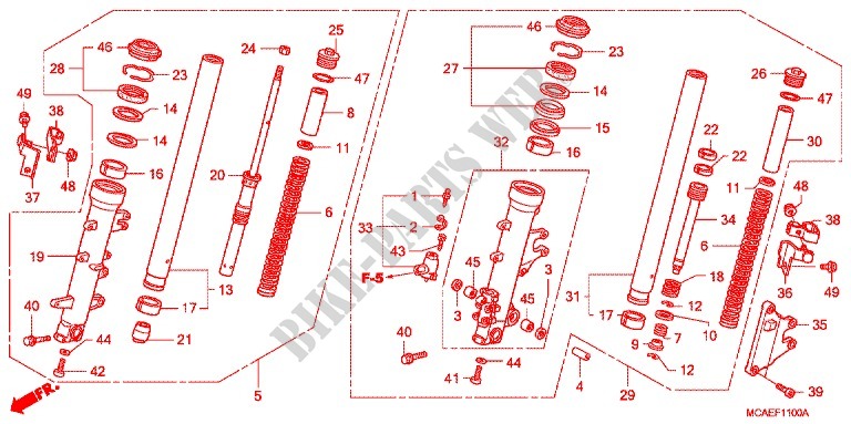 FORCELLA ANTERIORE per Honda GL 1800 GOLD WING ABS NAVI AIRBAG 2016