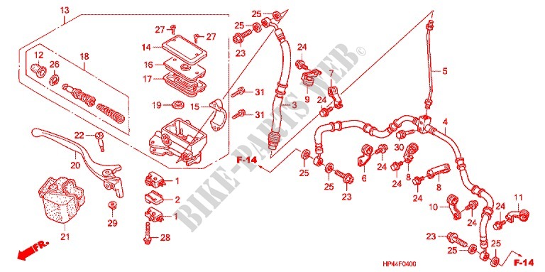 CILINDRO MAESTRO FRENO per Honda FOURTRAX 420 RANCHER 4X4 Manual Shift 2007