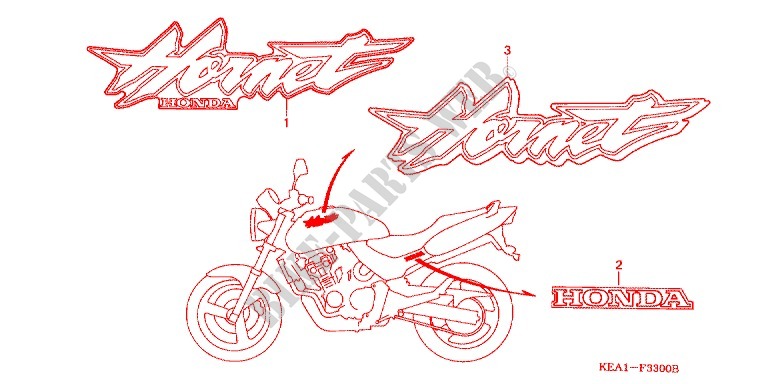 EMBLEMA/STRISCIA (CB250FT/V/X/Y/1) per Honda CB 250 HORNET 1997