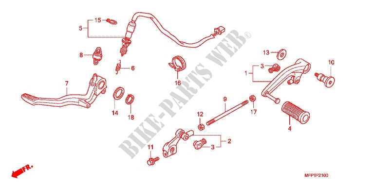 SOSTEGNO PRINCIPALE/PEDALE FRENO per Honda CB 1300 SUPER FOUR SPECIAL 2009