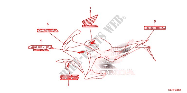 EMBLEMA/STRISCIA (AC,CM,2AC,2CM) per Honda CBR 250 R ABS BLACK 2011