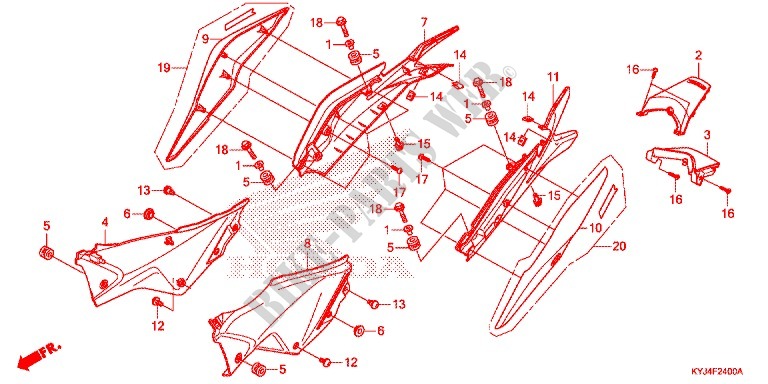 COPERTURA LATO/RIPARO POSTERIORE per Honda CBR 250 R ABS RED 2012