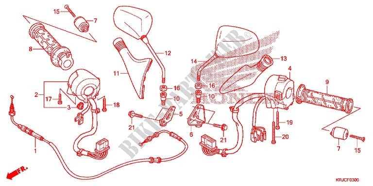 LEVA MANIGLIA/INTERRUTTORE/CAVO/SPECCHIETTO per Honda S WING 125 ABS ED 2012