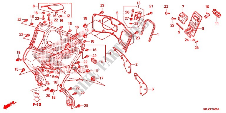 SCATOLA INTERNA per Honda S WING 125 ABS ED 2012