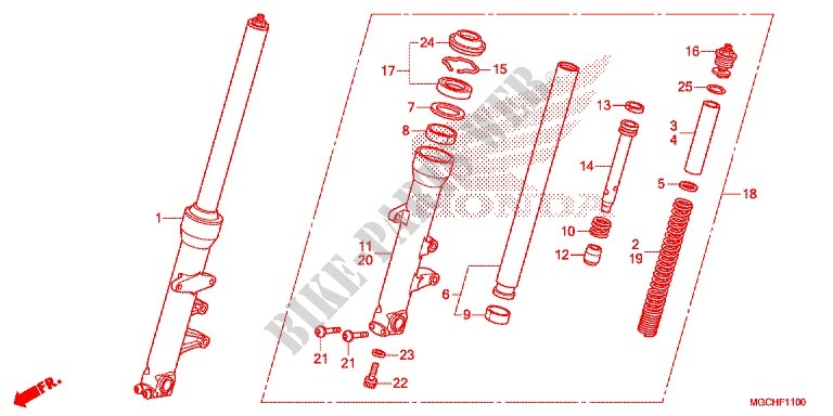 FORCELLA ANTERIORE (CB1100CA/CAD/TA/TAD) per Honda CB 1100 EX ABS 2017