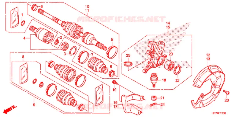 GIUNTO ANTERIORE/ALBERO AVVIAMENTO ANT. Honda ATV 420 FOURTRAX 2016  TRX420FA5G