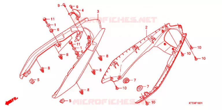 COPERTURA CENTRO/COPERTURA POSTERIORE (2) Honda MOTO 125 CBF 2009  CBF125M9