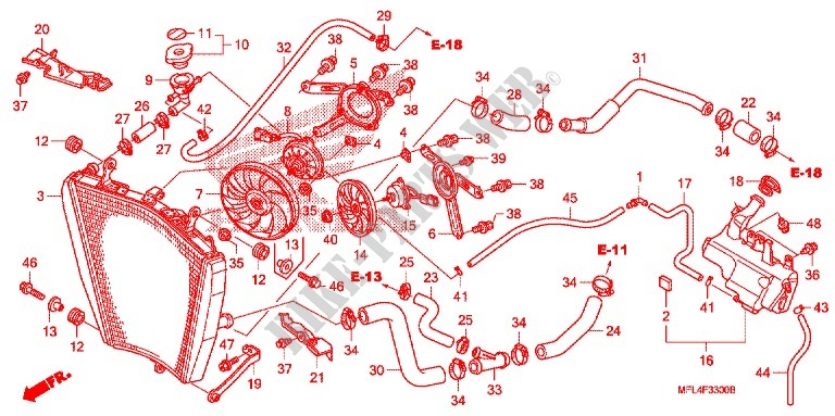 RADIATORE per Honda CBR 1000 RR ABS RED 2009