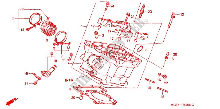 TESTA CILINDRO POSTERIORE per Honda RVT 1000 R RC51 2002