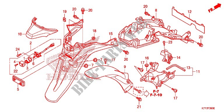 PARAFANGO POSTERIORE / FANALE ILLUMINAZIONE TARGA  per Honda SH 125 ABS D TOP BOX 2017