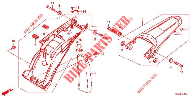 PARAFANGO POSTERIORE per Honda CRF 250 RALLYE LOW, ABS 2018