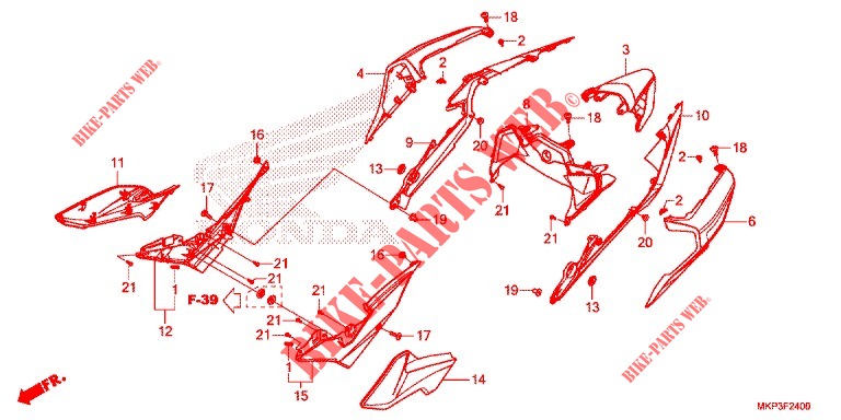COPERTURA LATO/RIPARO POSTERIORE per Honda CBR 500 R 2019