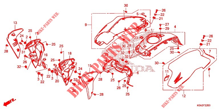 RIPARO RADIATORE   COPERCHIO SERBATOIO per Honda CB 300 R ABS 2019