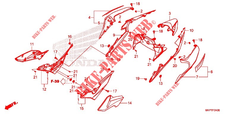 COPERTURA LATO/RIPARO POSTERIORE per Honda CBR 500 R ABS 2019